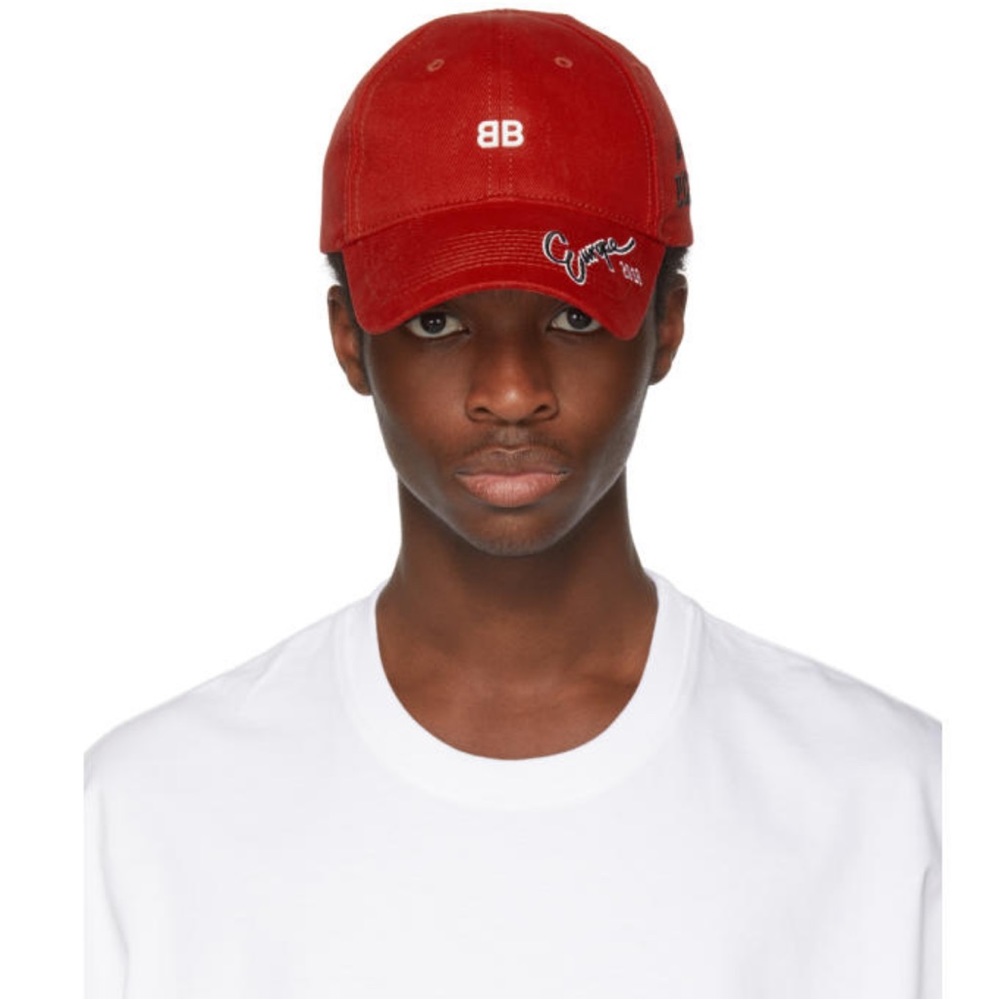 Balenciaga Red Multi Logo Cap